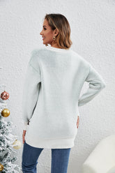 Weihnachtspullover Damen Kleidung Weihnachtsbaum Schneeflocke Jacquard Rundhals Pullover Pullover
